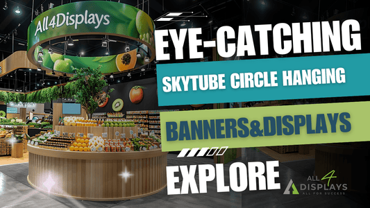 Revolutionize Your Supermarket's Advertising with Eye-Catching Skytube Circle Hanging Banners and Displays - All4Displays