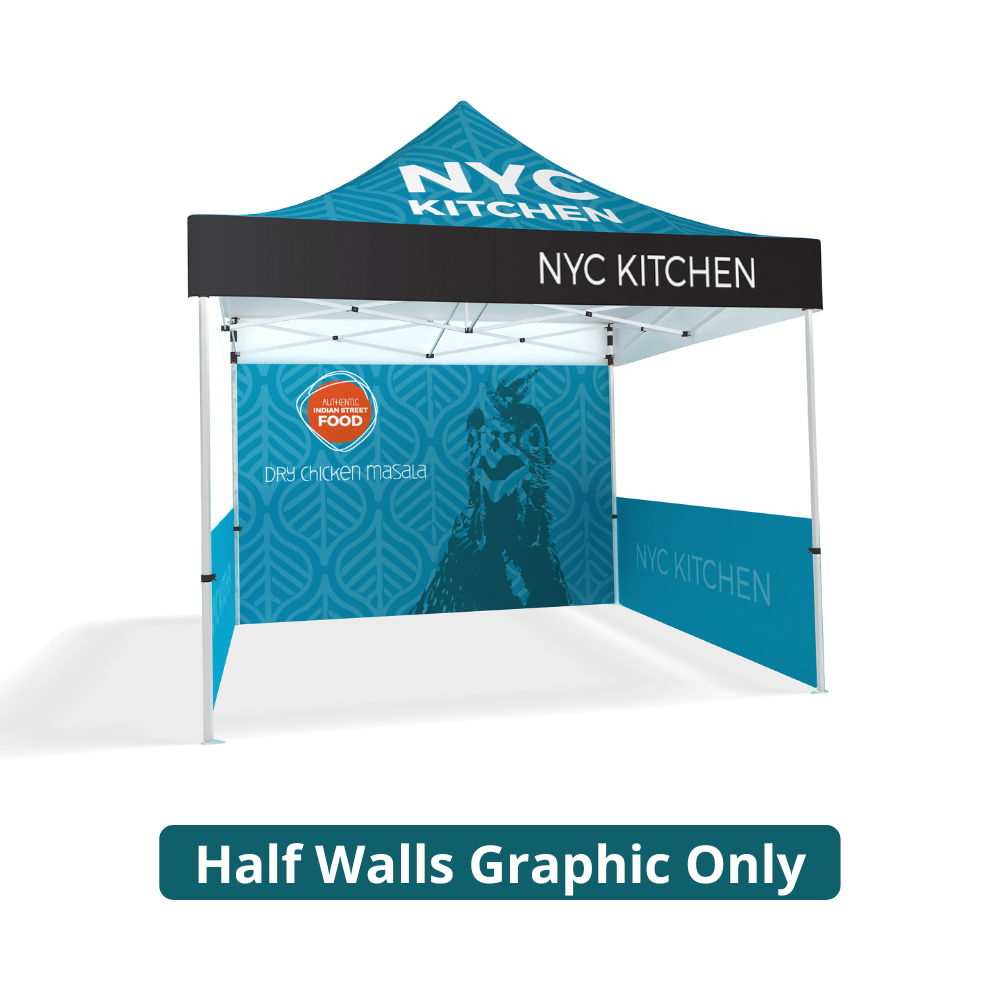 10ft Pop - up Canopy Tent Double - sided (Half Walls Graphic Only) - All4Displays