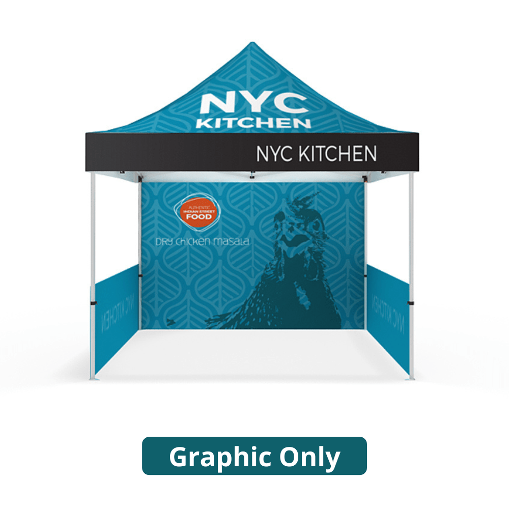 10ft Pop - up Canopy Tent Double - sided w/ (1) Full Wall and (2) Half Walls (Graphic Only) - All4Displays