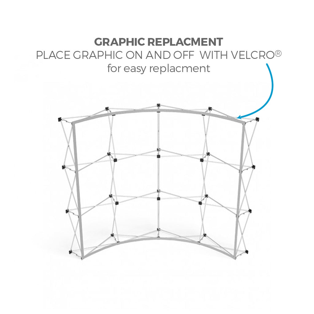 10ft x 8ft OneFabric® Curved Pop Up Display w/ End Caps (Graphic Package) Kit 1 - All4Displays
