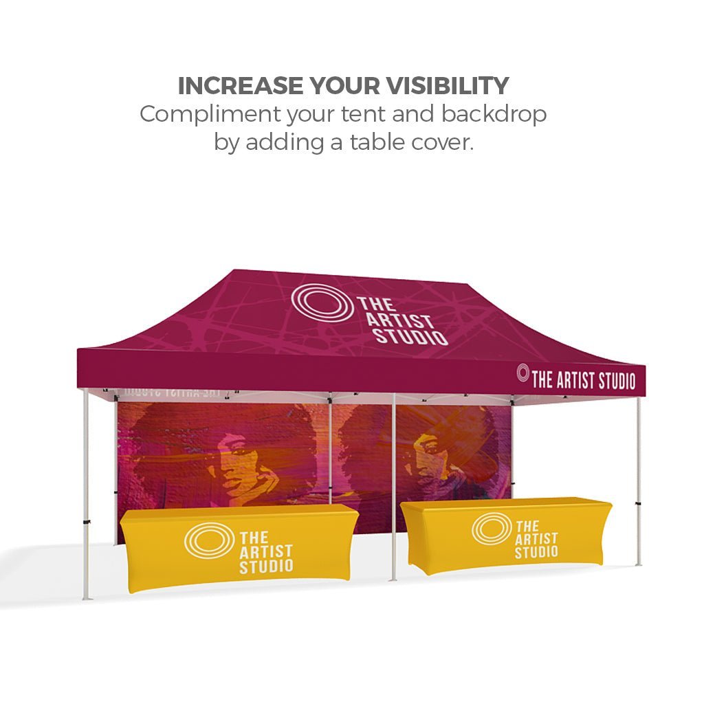 20ft Pop - up Canopy Tent Single - sided w/ (1) Full Wall and (2) Half Walls (Graphic Only) - All4Displays