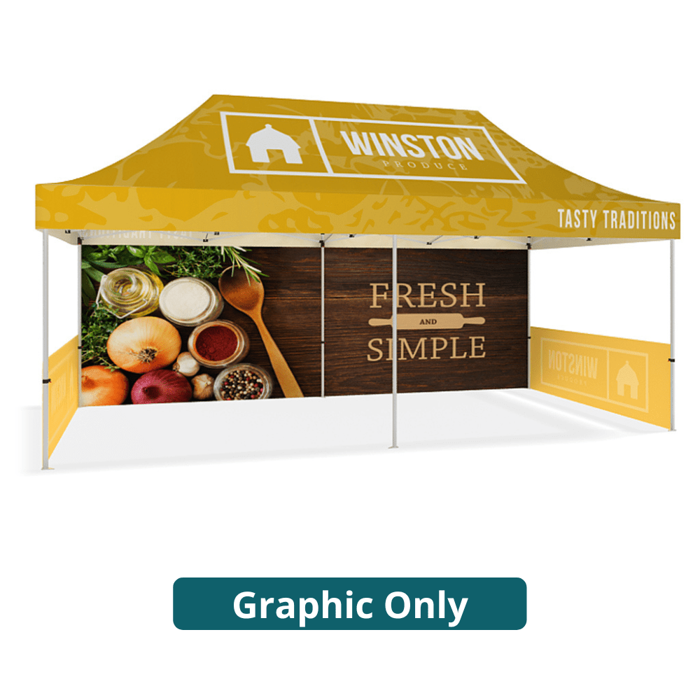 20ft Pop - up Canopy Tent Single - sided w/ (1) Full Wall and (2) Half Walls (Graphic Only) - All4Displays