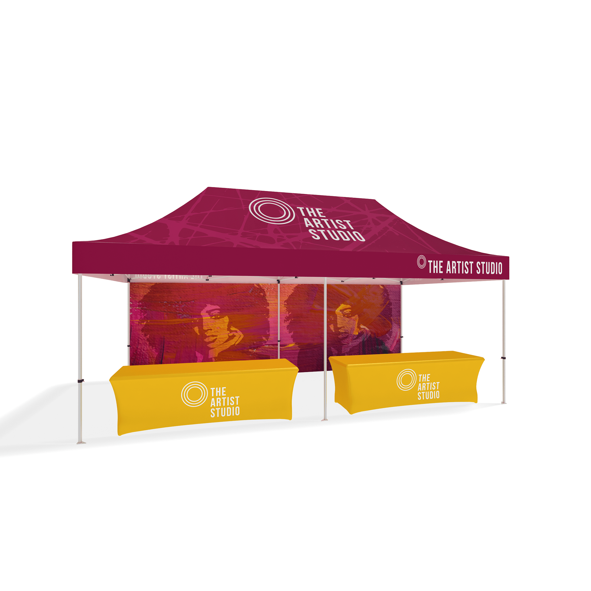 20ft Pop - up Canopy Tent Single - sided w/ (1) Full Wall and (2) Half Walls (Graphic Only) - All4Displays