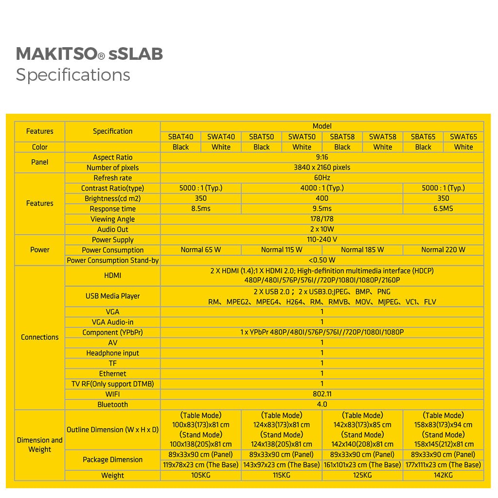 50in Makitso® Sslab - 4K UHD Digital Signage Table Top and Kiosk - All4Displays