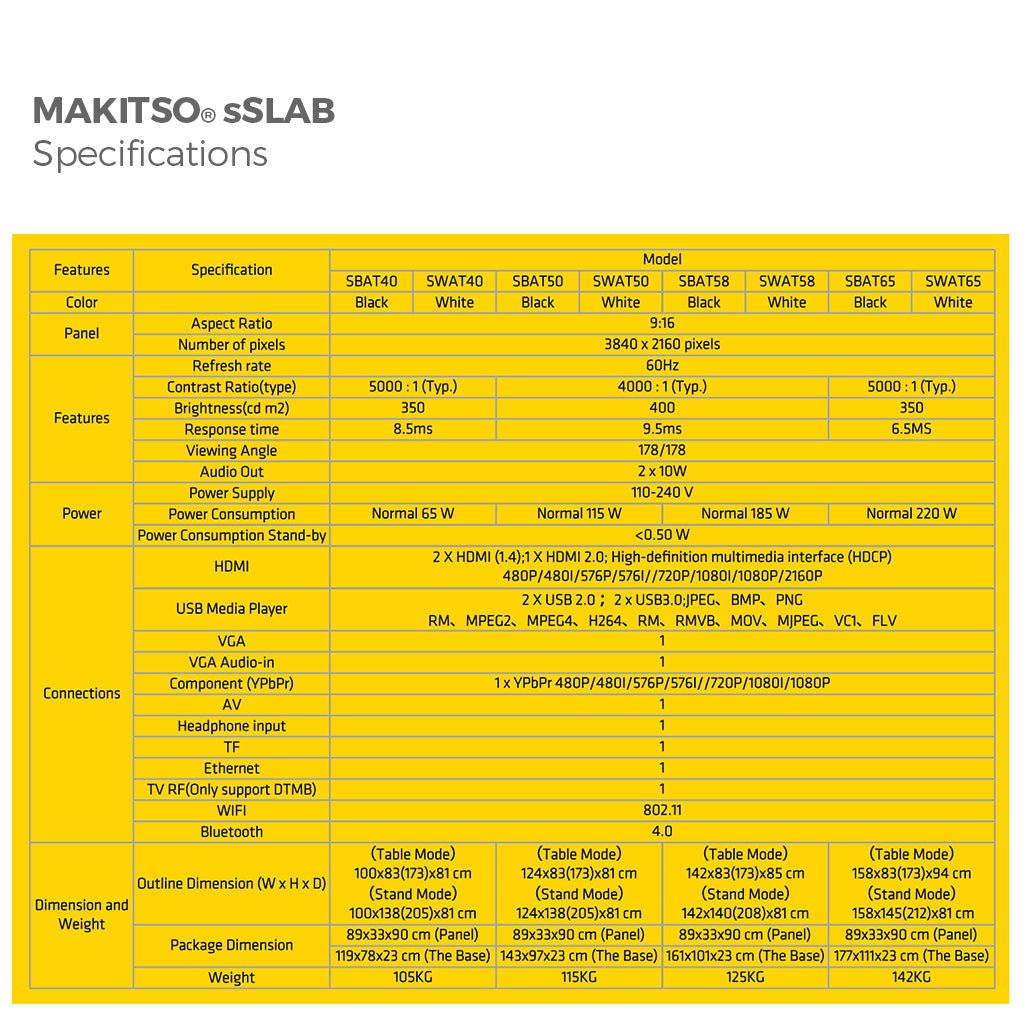 58in Makitso® Sslab - 4K UHD Digital Signage Table Top and Kiosk - All4Displays