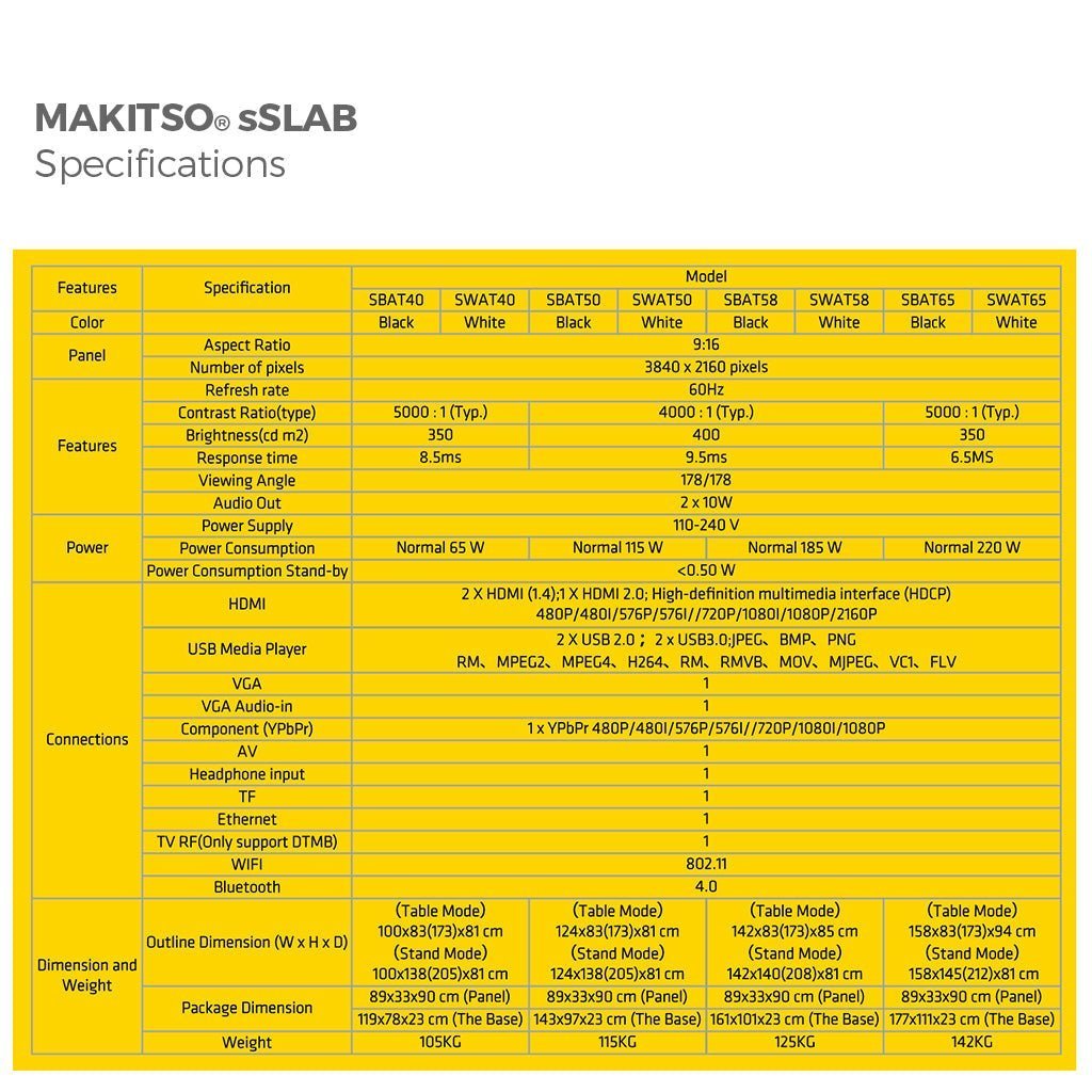 58in Makitso® Sslab - 4K UHD Digital Signage Table Top and Kiosk - All4Displays
