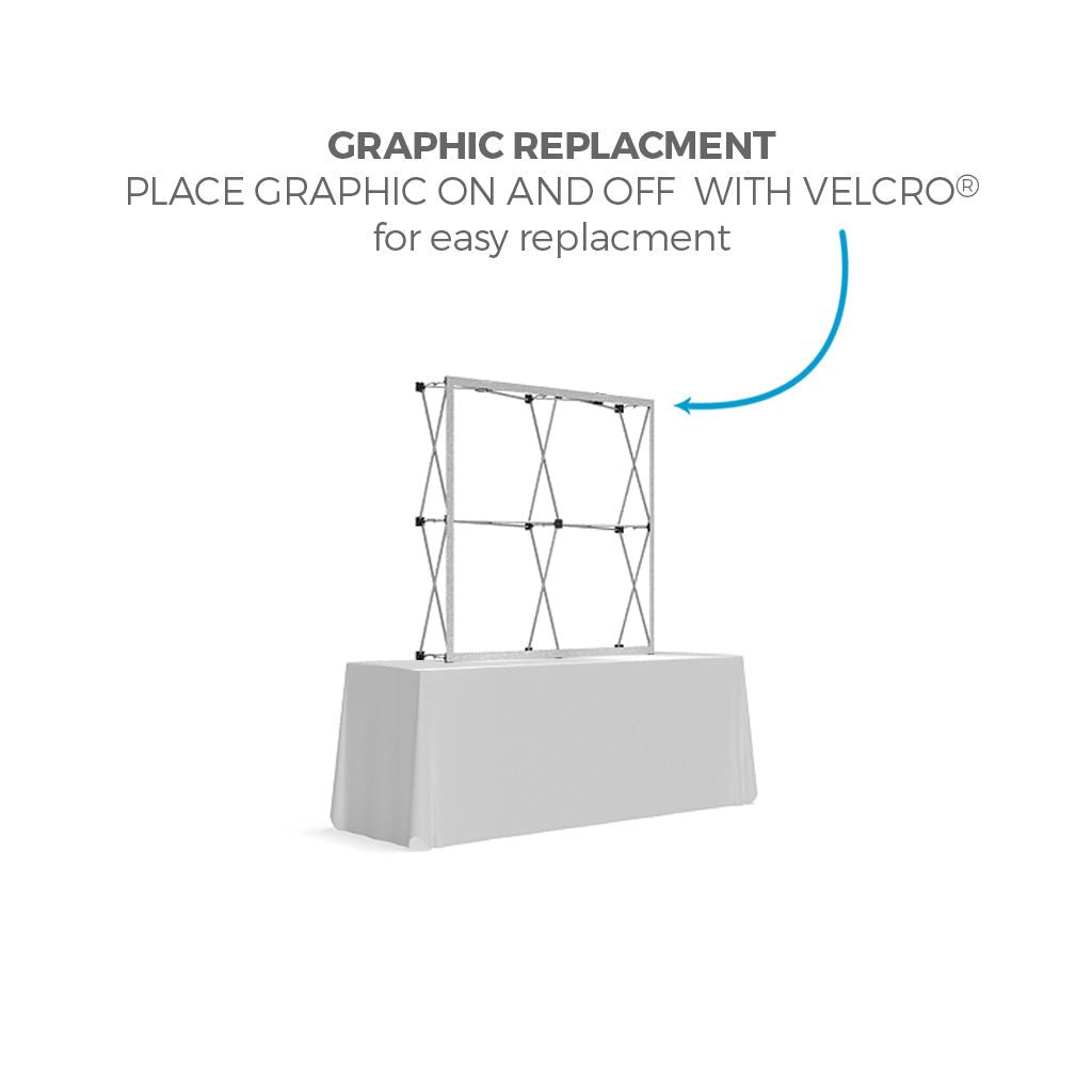 5ft x 5ft OneFabric® Straight Pop Up Tabletop Display w/ End Caps (Graphic Only) - All4Displays