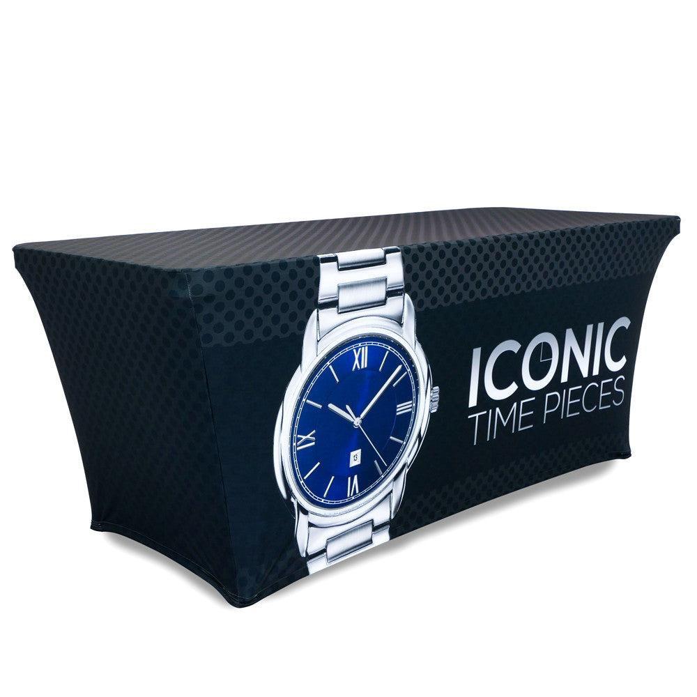 6ft Multi Stretch Table Throw 4 Sided (Full Back) Full Color Custom Print