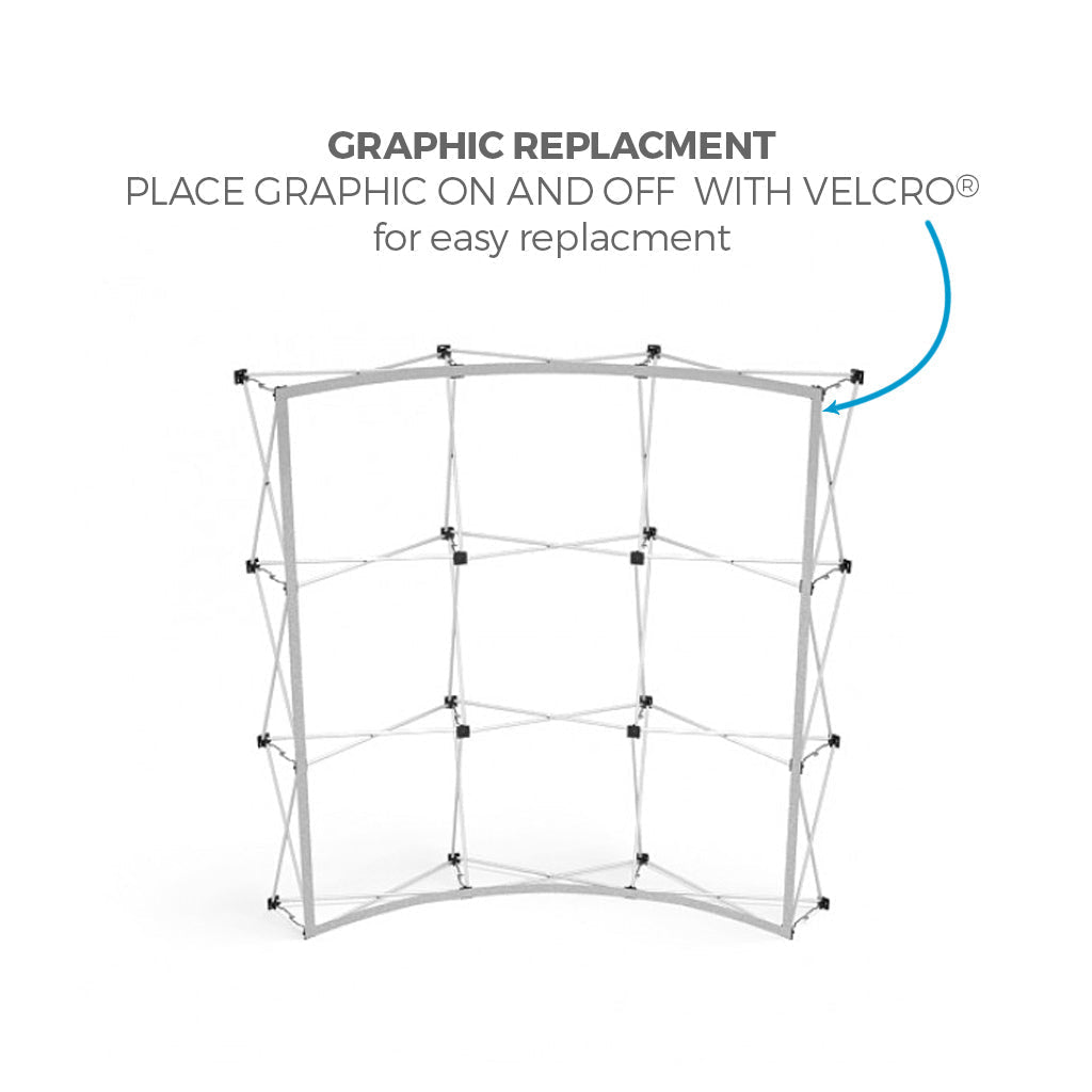 8ft x 8ft OneFabric® Curved Pop Up Display w/ End Caps (Graphic Only) - All4Displays