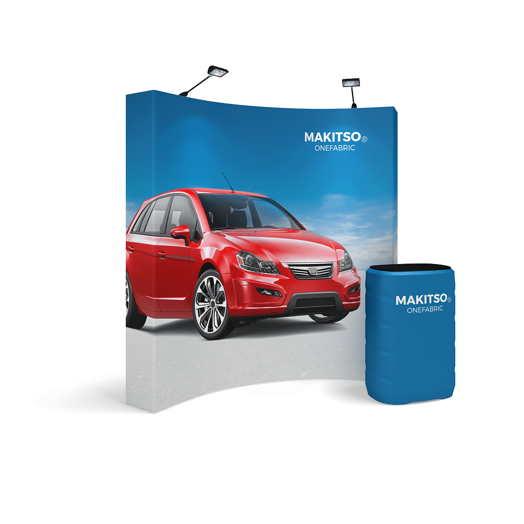 8ft x 8ft OneFabric® Curved Pop Up Display w/ End Caps (Graphic Package) Kit 1 - All4Displays