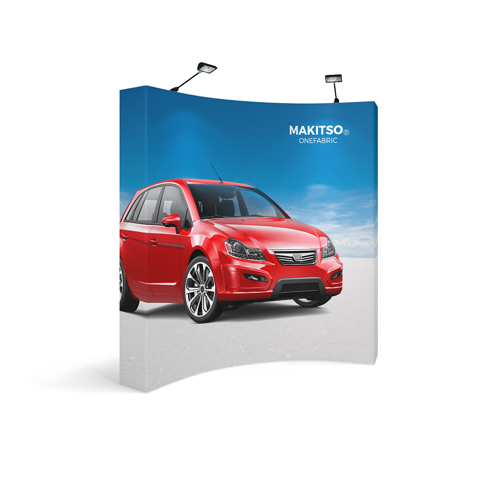 8ft x 8ft OneFabric® Curved Pop Up Display w/ End Caps (Graphic Package) Kit 1 - All4Displays