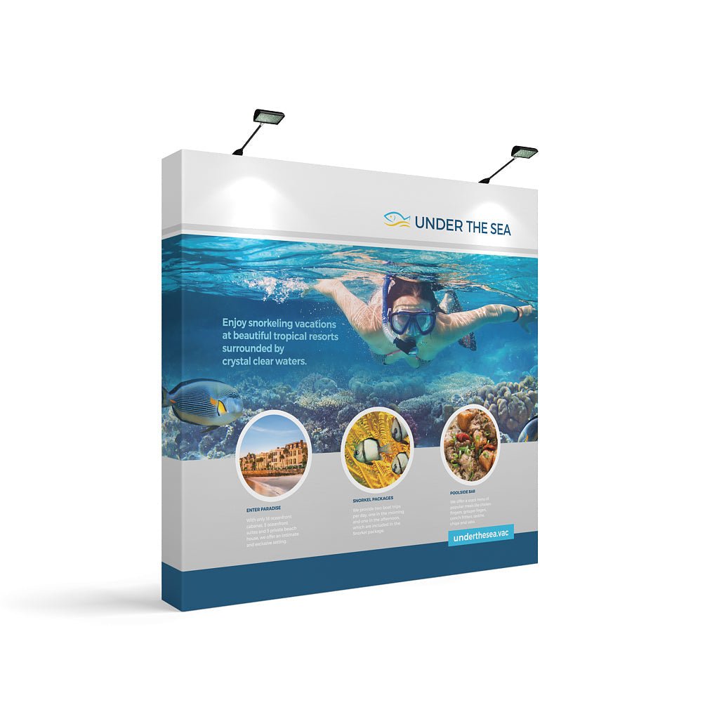 8ft x 8ft OneFabric® Straight Pop Up Display w/ End Caps (Graphic Package) Kit 1 - All4Displays