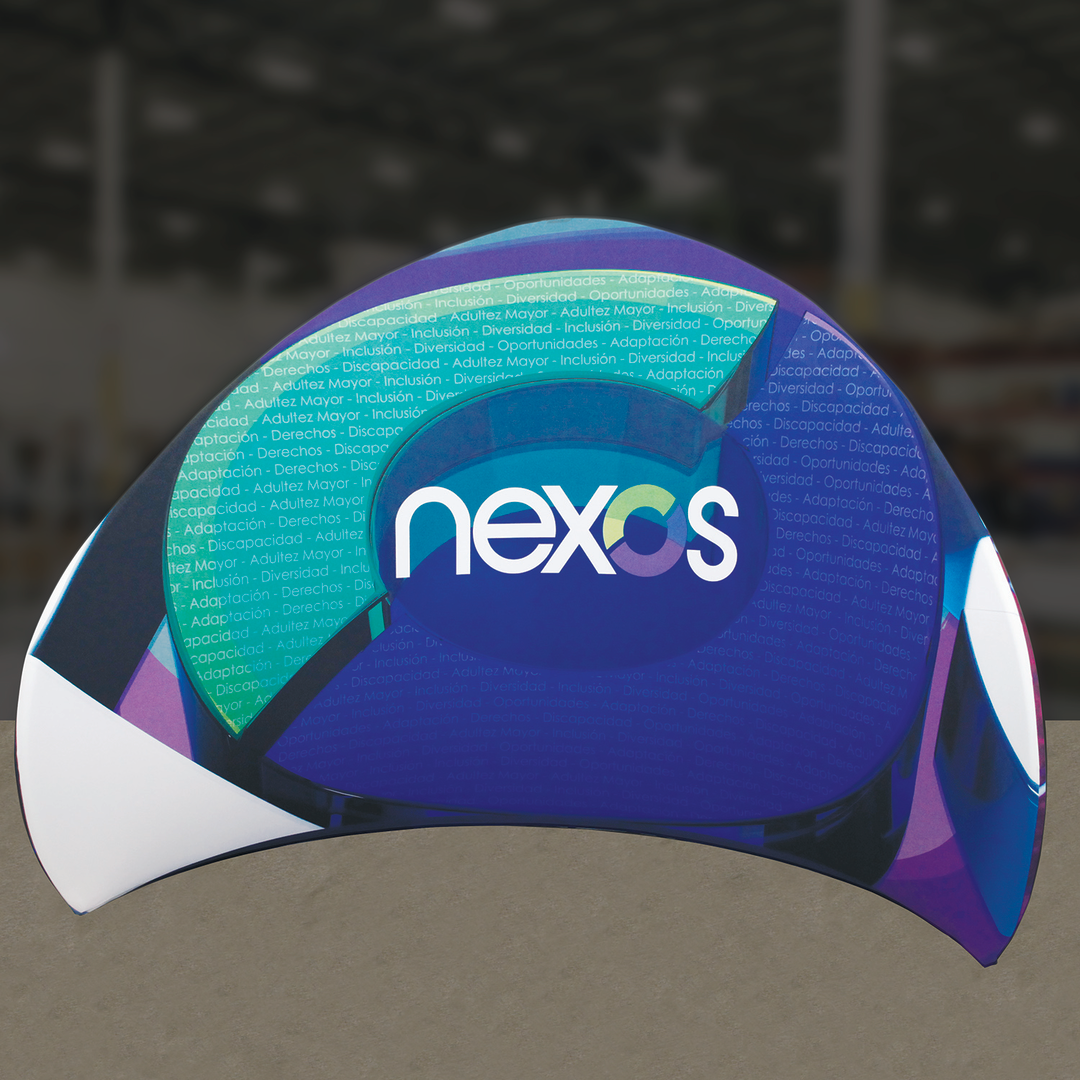 9ft x 8ft Formulate Chip-Shaped Wall Tension Fabric Structure Double-Sided (Graphic Package)