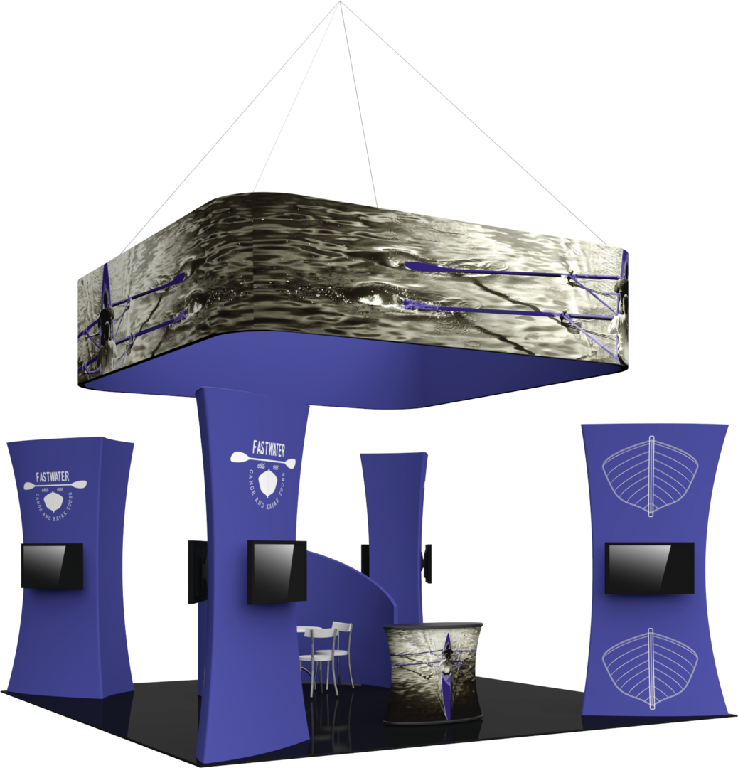 20ft x 20ft Formulate Fusion Island Booth Kit 10 Fabric Tower (Graphic Package)
