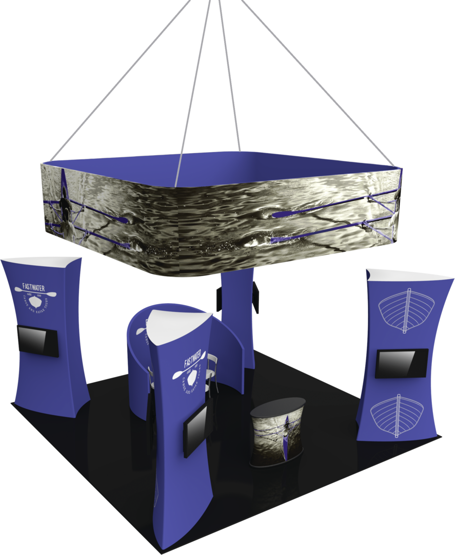 20ft x 20ft Formulate Fusion Island Booth Kit 10 Fabric Tower (Graphic Package)