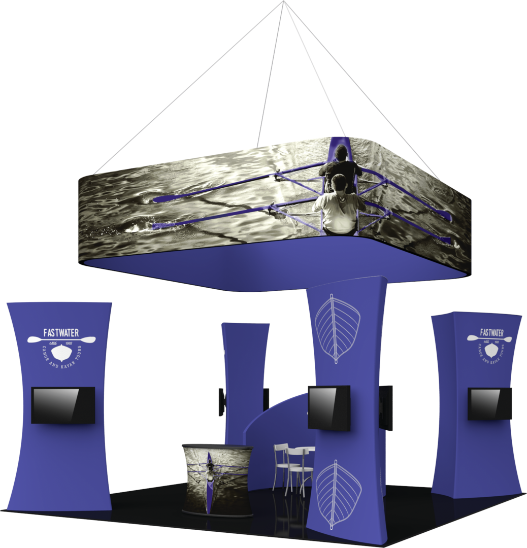 20ft x 20ft Formulate Fusion Island Booth Kit 10 Fabric Tower (Graphic Package)