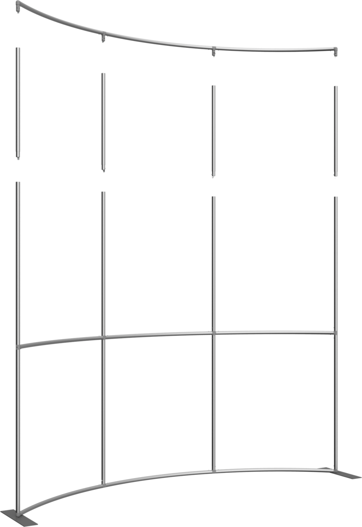 2ft Height Formulate Master Backwall Extension Hardware (10ft) - 4 Pole Horizontal Curve