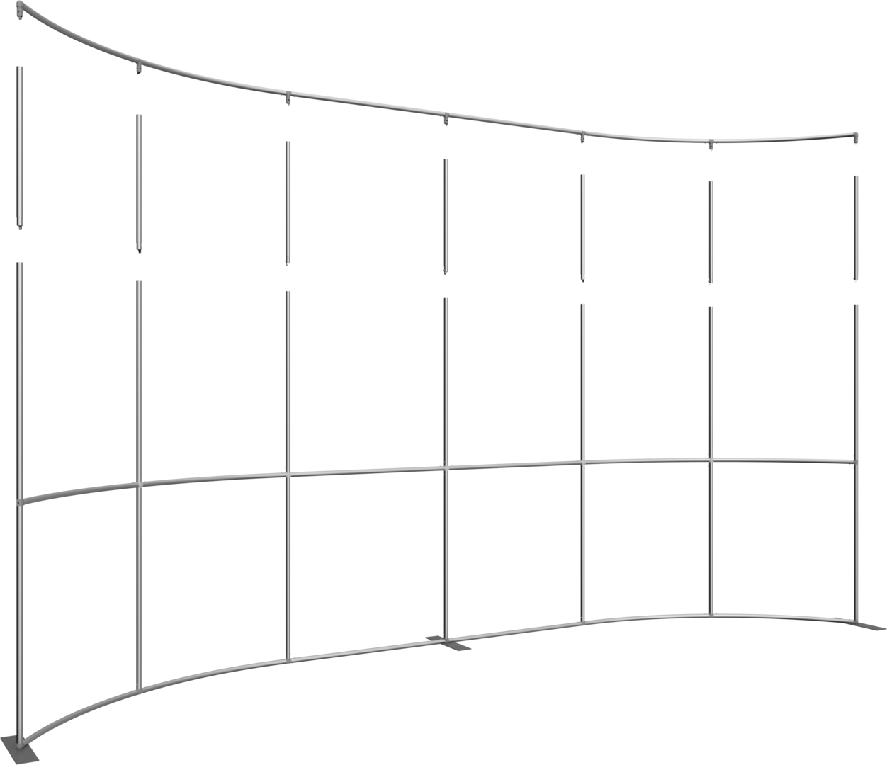 2ft Height Formulate Master Backwall Extension Hardware (20ft) - 7 Pole Horizontal Curve