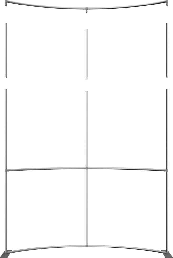 2ft Height Formulate Master Backwall Extension Hardware (8ft) - 3 Pole Horizontal Curve