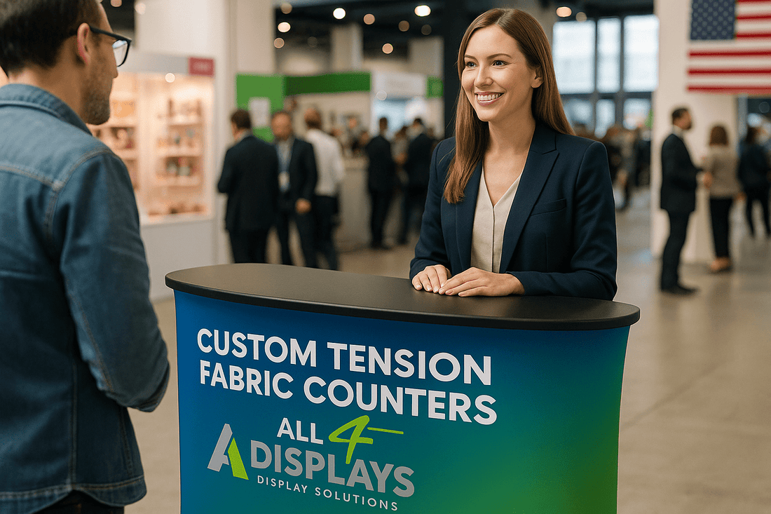 Best Custom Tension Fabric Counters for Popup Events - All4Displays