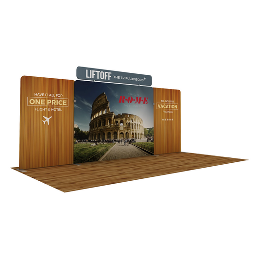 20ft WaveLine® Atlantic-B Media Single-sided Tension Fabric Display w/ Straight Header (Graphic Package)