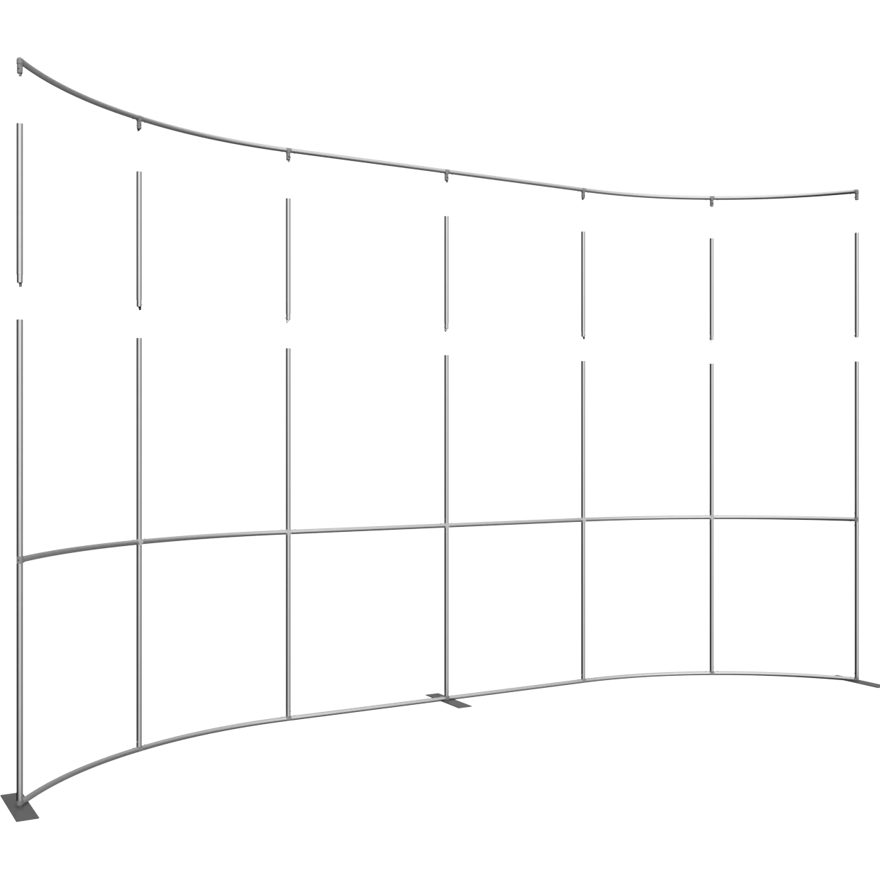 2ft Height Formulate Master Backwall Extension Hardware (20ft) - 7 Pole Horizontal Curve