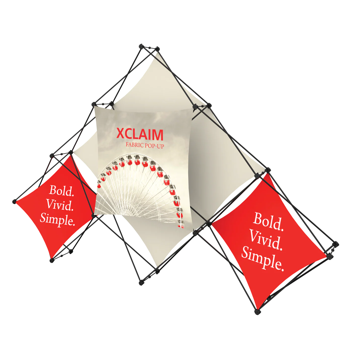 10ft Xclaim 6 Quad Pyramid Fabric Popup Display Kit 02