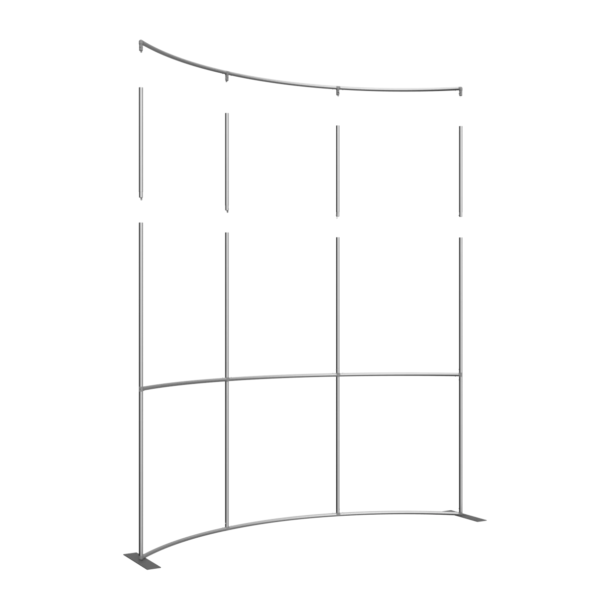 2ft Height Formulate Master Backwall Extension Hardware (10ft) - 4 Pole Horizontal Curve