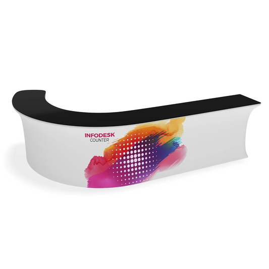 WaveLine InfoDesk J-Shaped Tension Fabric Display Counter - 08J (Graphics Package)
