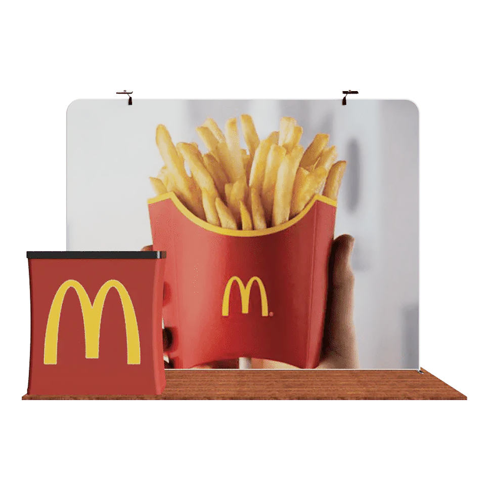 10ft x 8ft Straight Waveline Fabric Display Single-Sided, CA500 Counter w/Printed Wrap & Lights (Graphic Package)