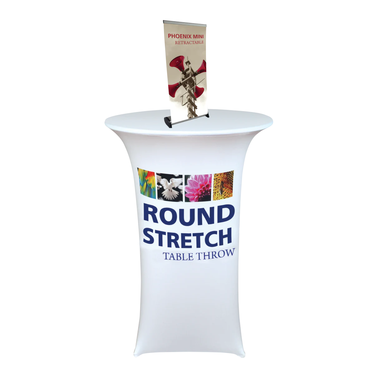 15.5in Phoenix Mini Retractable Tabletop Banner Stand 1 pole (Vinyl Graphic Package)