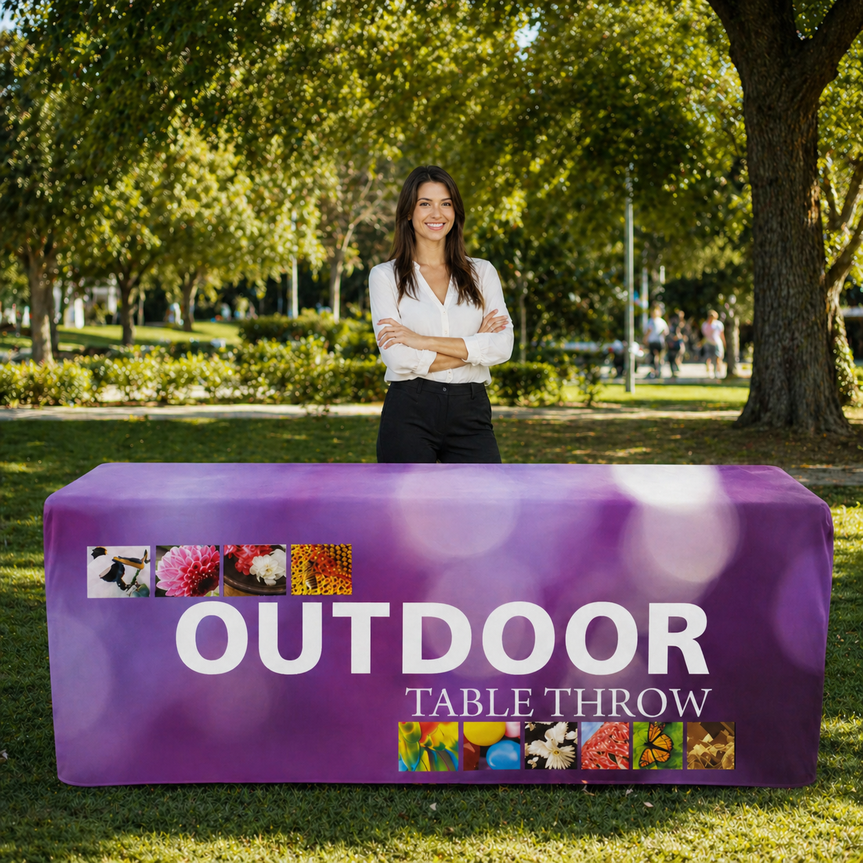 8ft Fitted Dye-Sub Outdoor Table Throw Full