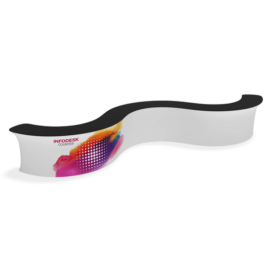 WaveLine InfoDesk W-Shaped Tension Fabric Display Counter - 12CW (Graphics Package)