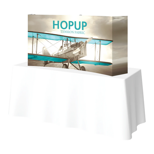 5.5ft x 2.5ft Hopup Curved Tabletop Tension Fabric Display Package (w/ End Caps)