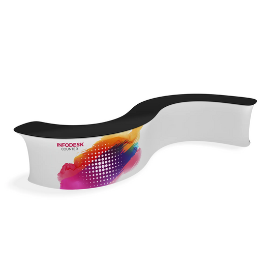 WaveLine InfoDesk S-Shaped Tension Fabric Display Counter - 08S (Graphics Package)