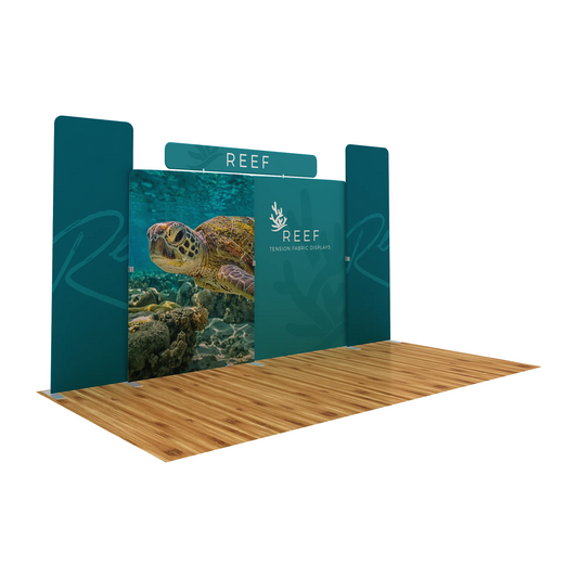 20ft WaveLine® Media Reef-B Double-sided Tension Fabric Display w/ Straight Header (Graphic Package)