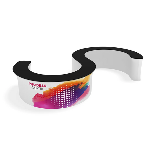WaveLine InfoDesk S-Shaped Tension Fabric Display Counter - 16S (Graphics Package)