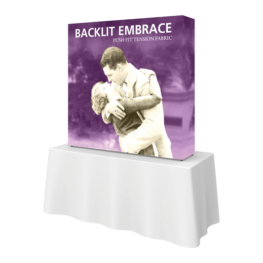 5ft x 5ft Embrace Backlit Tabletop Push-Fit Tension Fabric Display Double-Sided (Graphic Package)