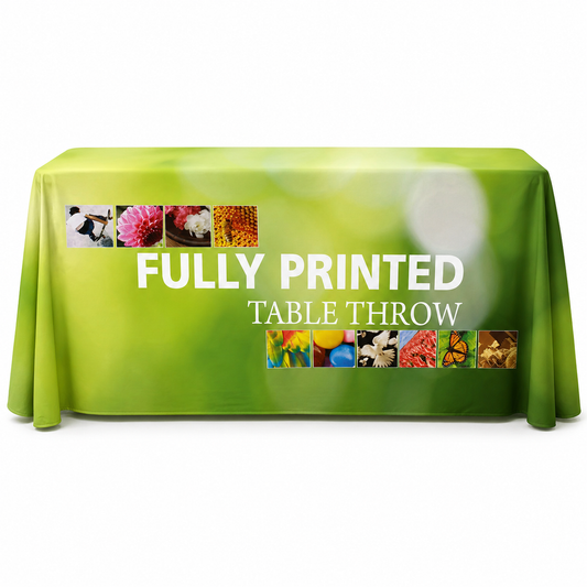 4ft Imprinted Premium Dye-Sublimated Table Throw Economy (48"w x 36"h demo table)