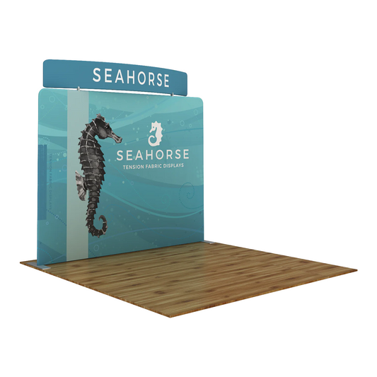 10ft WaveLine® Media Seahorse-C Double-sided Tension Fabric Display w/ Curved Header (Graphic Package)