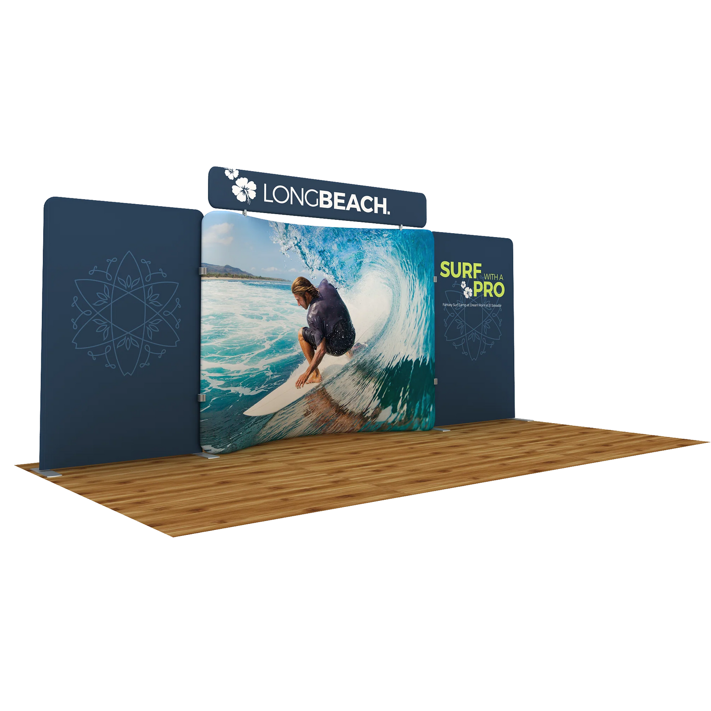 20ft WaveLine® Caribbean-C Media Tension Fabric Display w/ Curved Header (Frame Only)