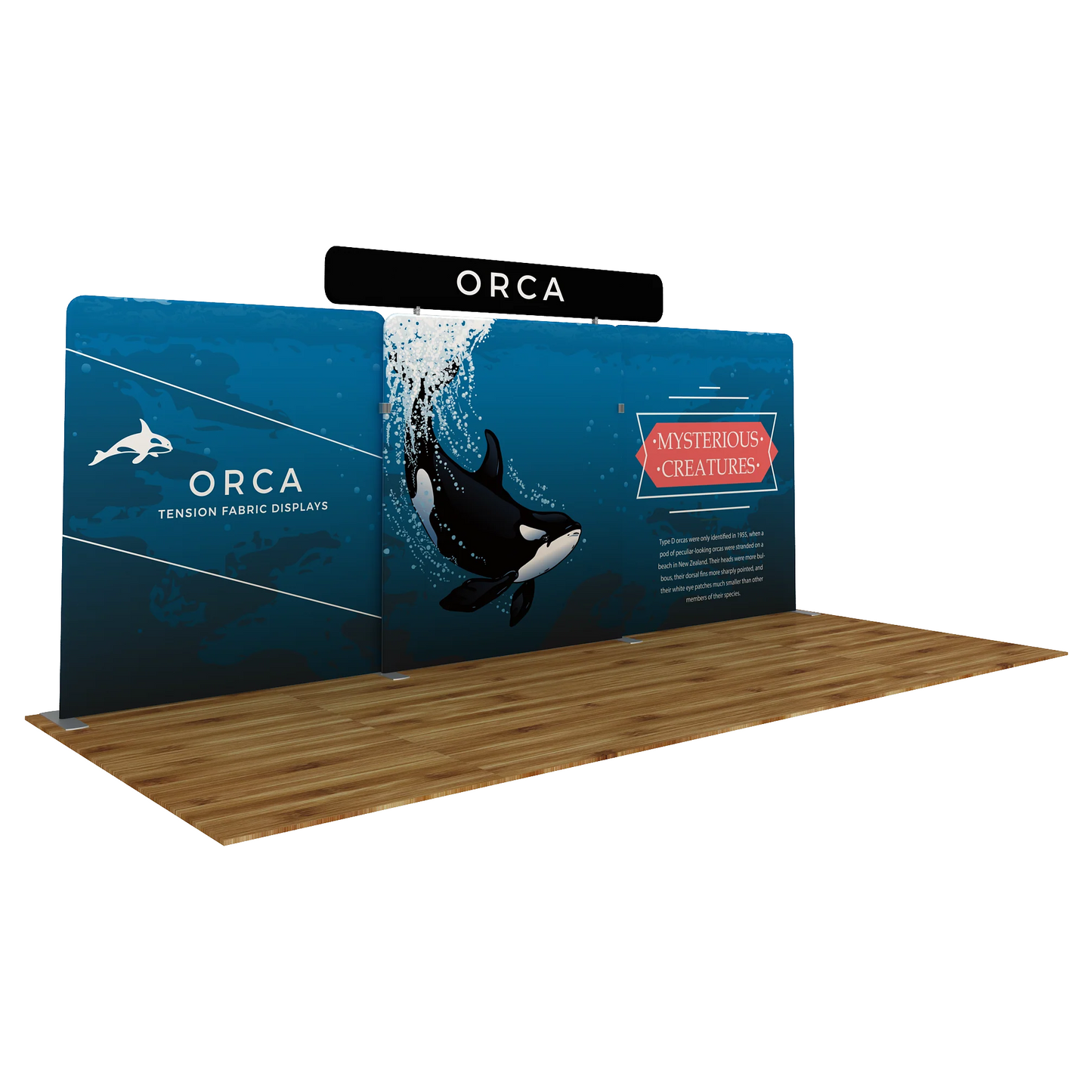 20ft WaveLine® Media Orca-B Double-sided Tension Fabric Display w/ Straight Header (Graphic Package)