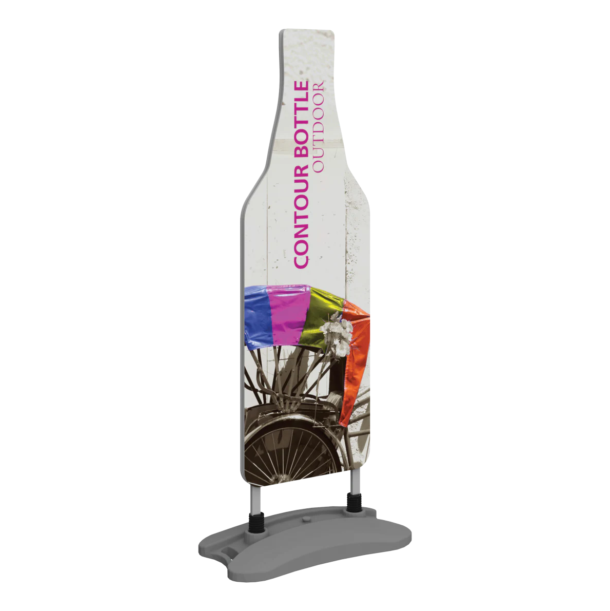 6ft Contour Outdoor Sign Bottle Water Base Single-Sided (Graphic Package)