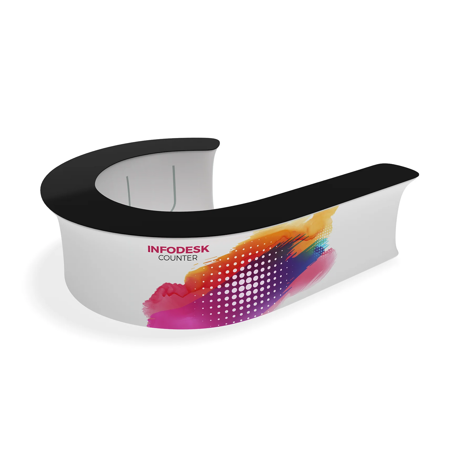 WaveLine InfoDesk J-Shaped Tension Fabric Display Counter - 12J (Graphics Package)