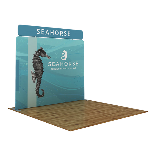10ft WaveLine® Media Seahorse-B Double-sided Tension Fabric Display w/ Straight Header (Graphic Package)