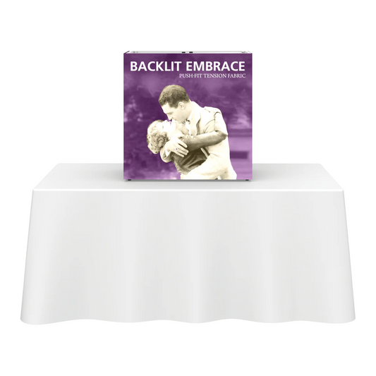 2.5ft x 2.5ft Embrace Tabletop Backlit Push-Fit Tension Fabric Display Package (w/o End Caps)