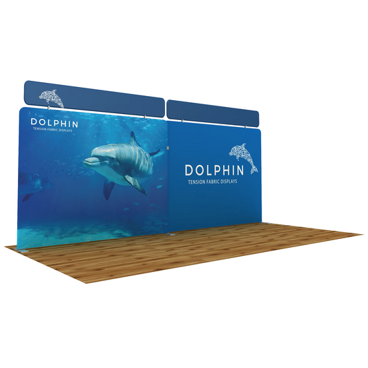 20ft WaveLine® Dolphin-B Media Double-sided Tension Fabric Display w/ Straight Header (Graphic Package)