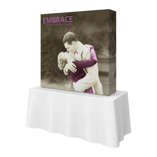 5ft x 5ft Embrace Square Tabletop Push-Fit Tension Fabric Display Graphic Package (w/ End Caps)