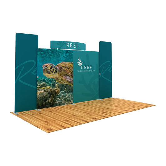 20ft WaveLine® Media Reef-C Double-sided Tension Fabric Display w/ Curved Header (Graphic Package)