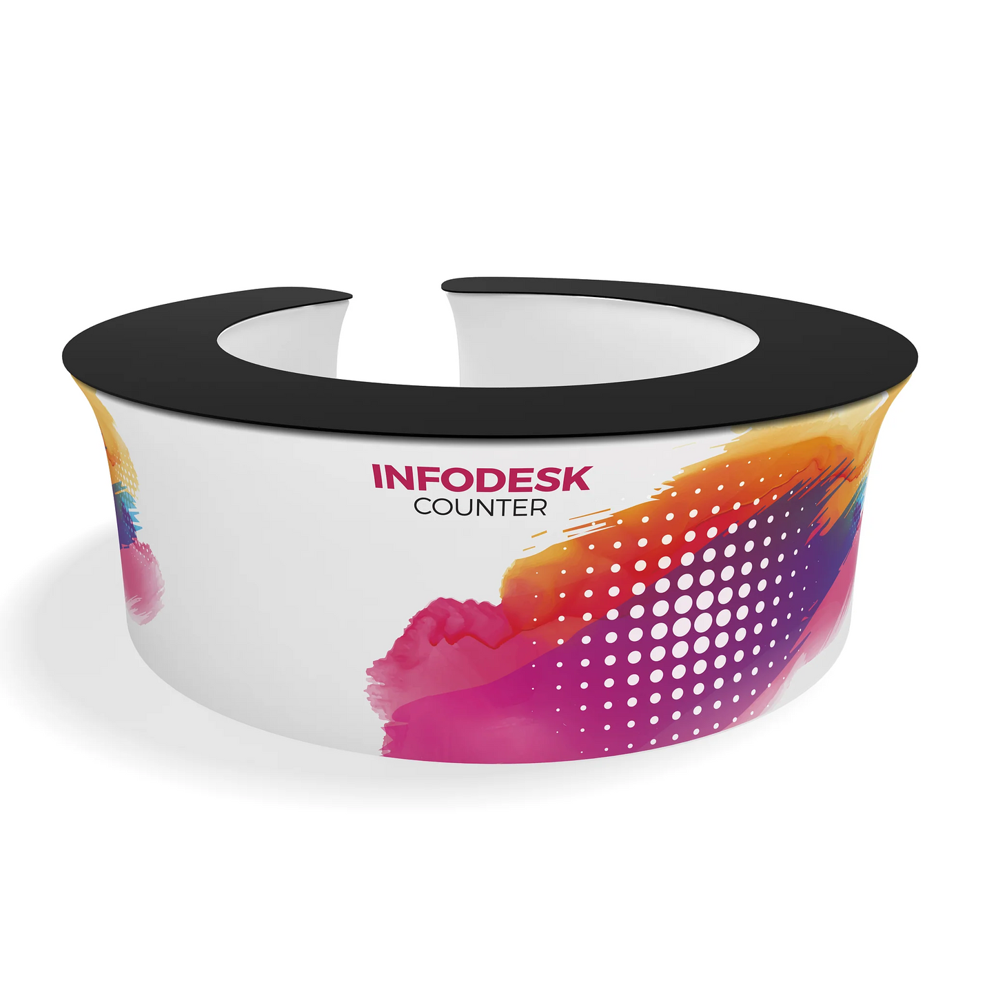 WaveLine InfoDesk Curved Tension Fabric Display Counter - 12CO (Graphics Package)